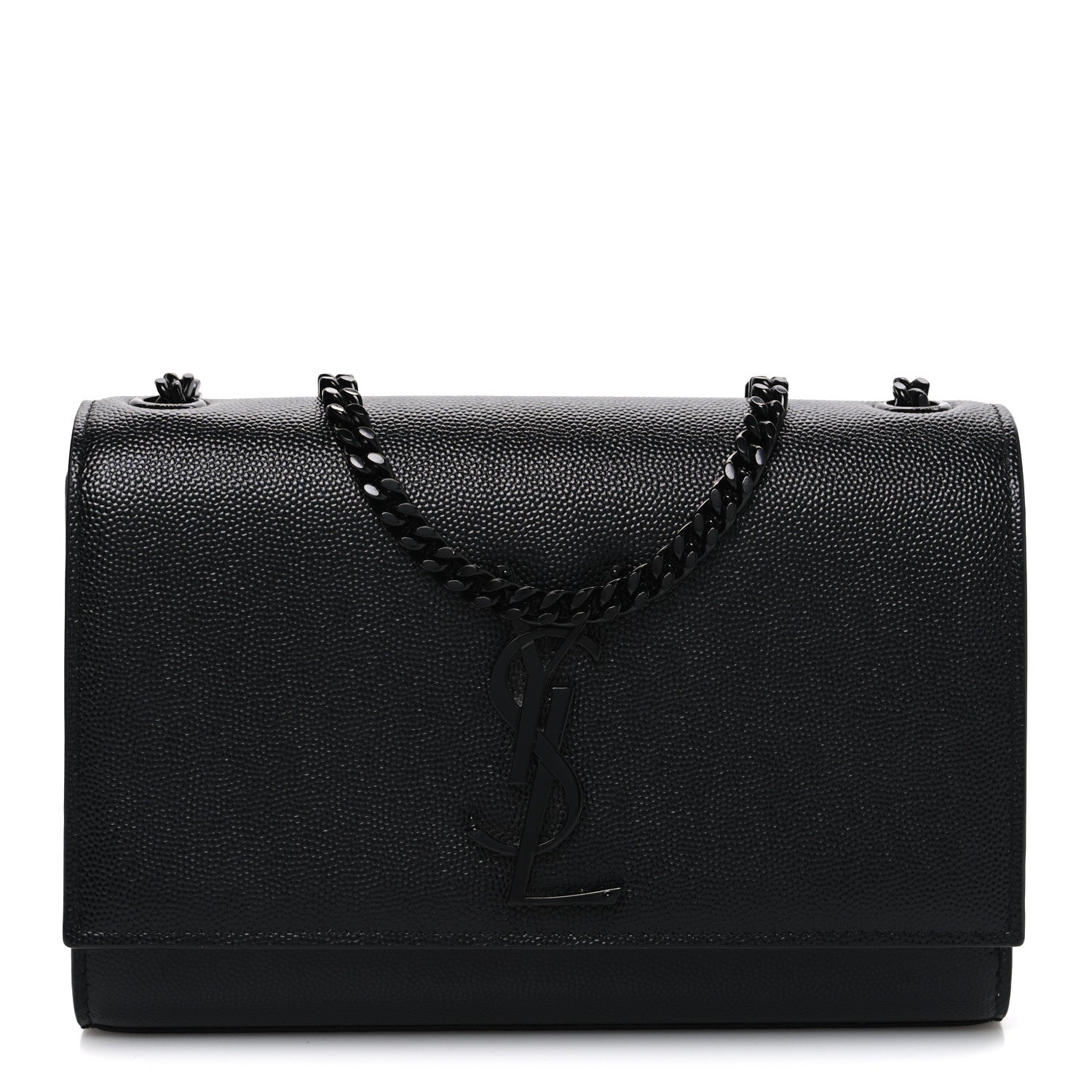 Saint Laurent Grain De Poudre Small Monogram Monochrome Kate Satchel Black 1 of 12