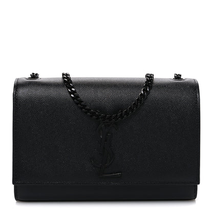 Saint Laurent Grain De Poudre Small Monogram Monochrome Kate Satchel Black 1 of 12