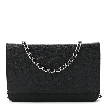 Chanel Caviar Timeless CC Wallet On Chain WOC Black 1 of 11