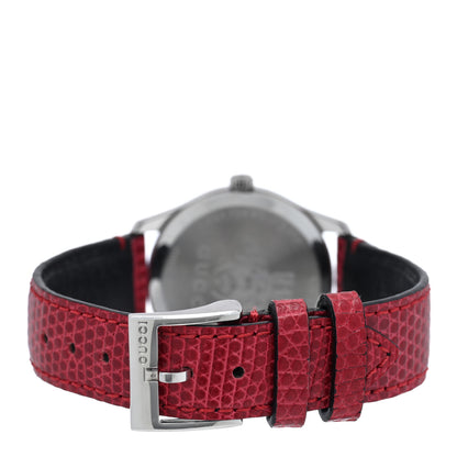 Gucci Stainless Steel Lizard Red Mother of Pearl 29mm G-Timeless Charm Quartz Watch 3 of 4