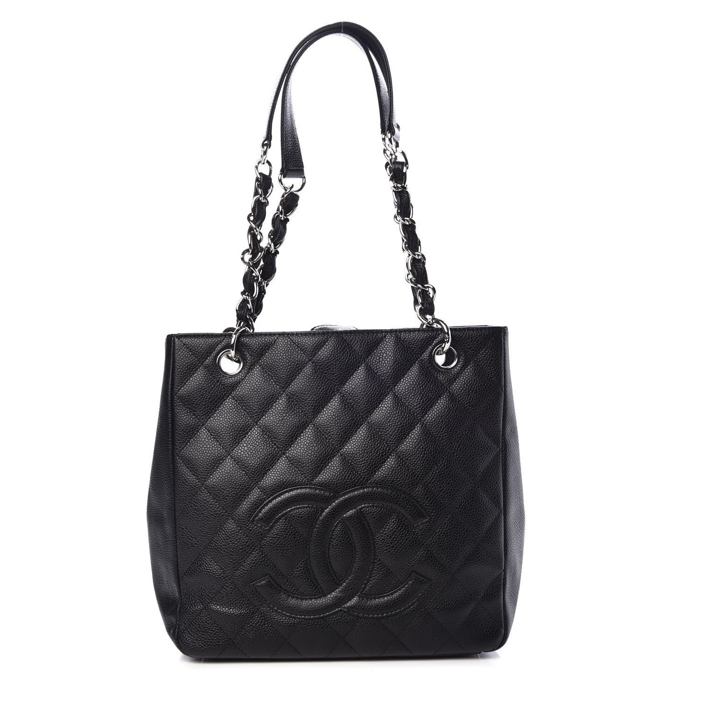 Caviar Quilted Petit Shopping Tote PST Black