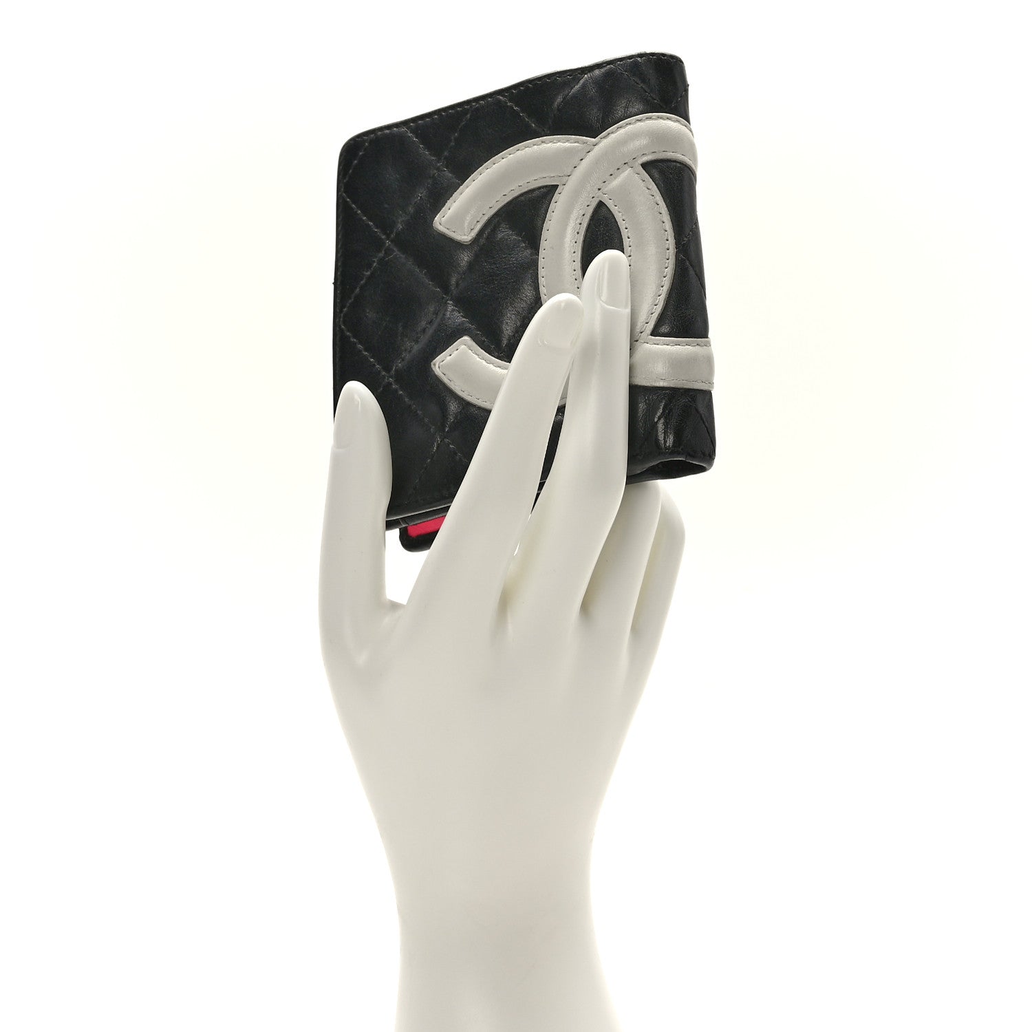 Chanel Calfskin Quilted Cambon Bi-fold Wallet Black White 2 of 8