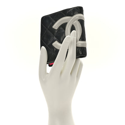 Chanel Calfskin Quilted Cambon Bi-fold Wallet Black White 2 of 8
