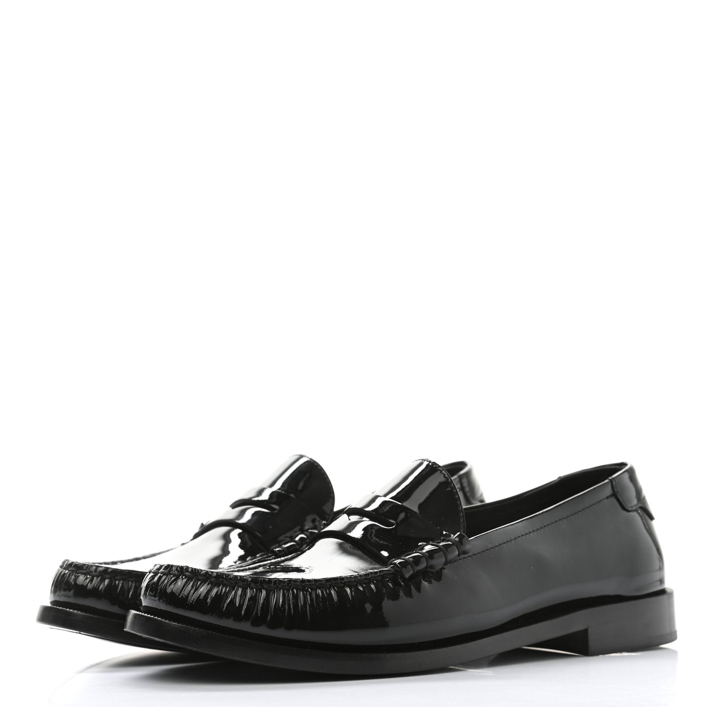 Patent Calfskin Penny Loafers 41 Black