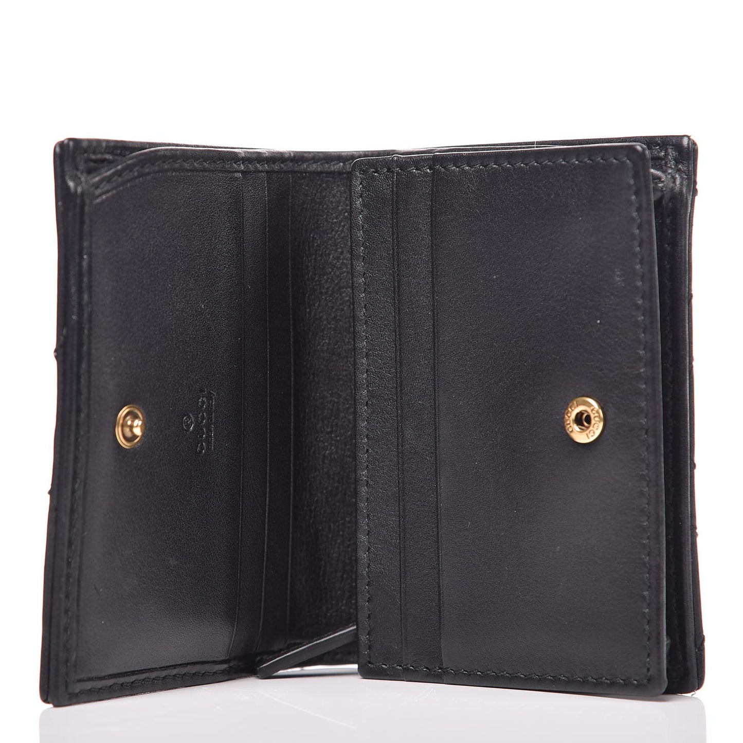 Calfskin Matelasse GG Marmont Card Case Wallet Black