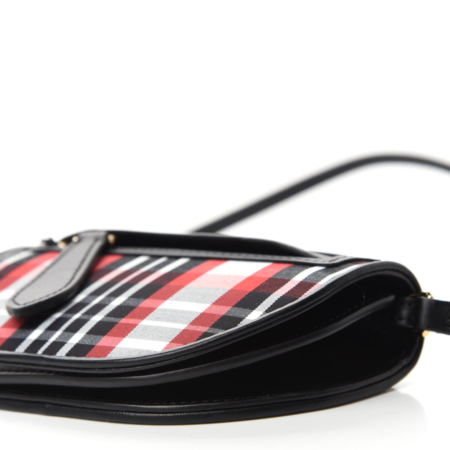 Calfskin Nylon Tartan Micro Olympia Card Case Bright Red