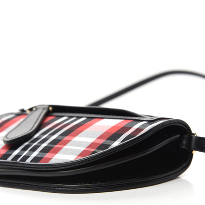 Burberry Calfskin Nylon Tartan Micro Olympia Card Case Bright Red 7 of 9