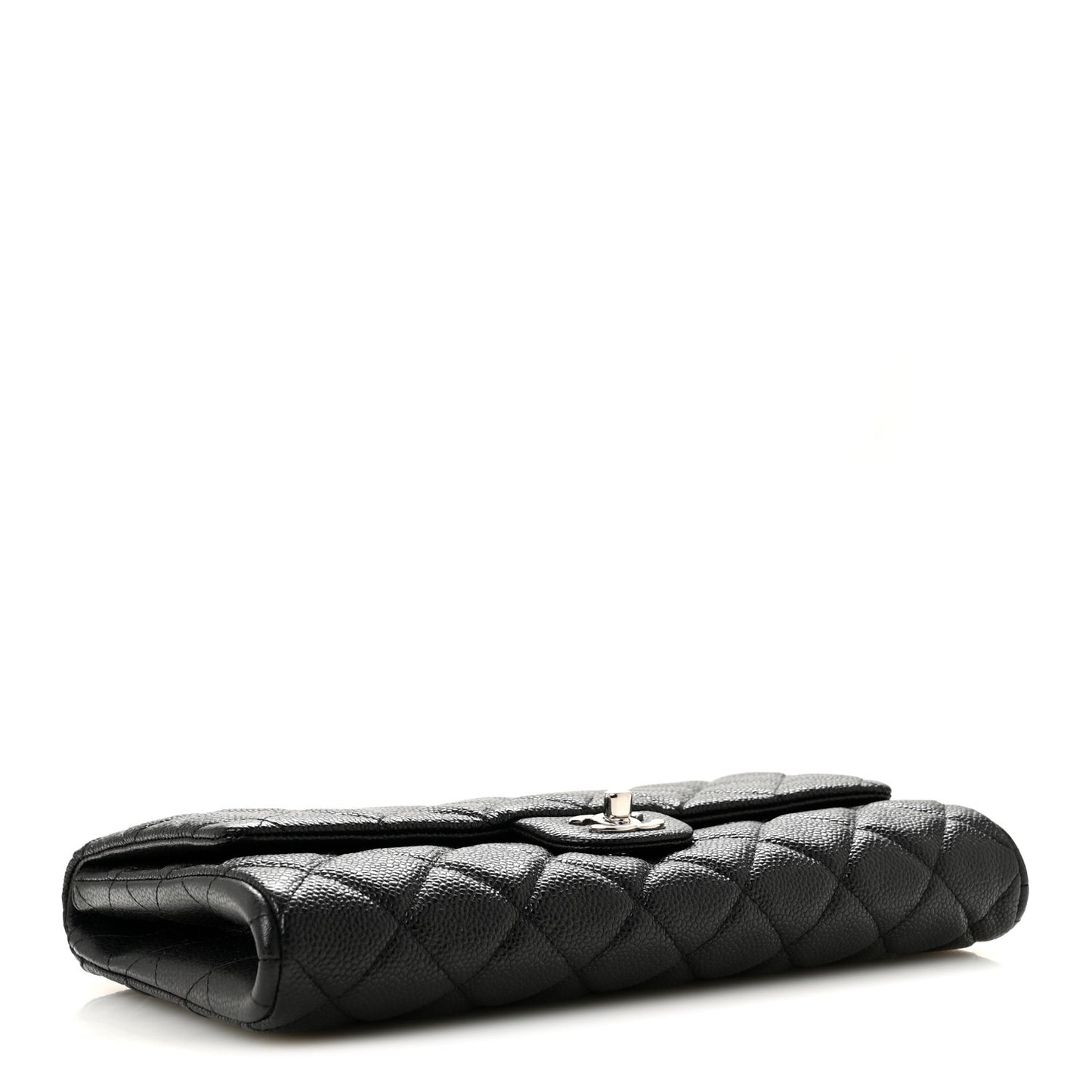 Caviar Quilted Clutch With Chain Flap Black
