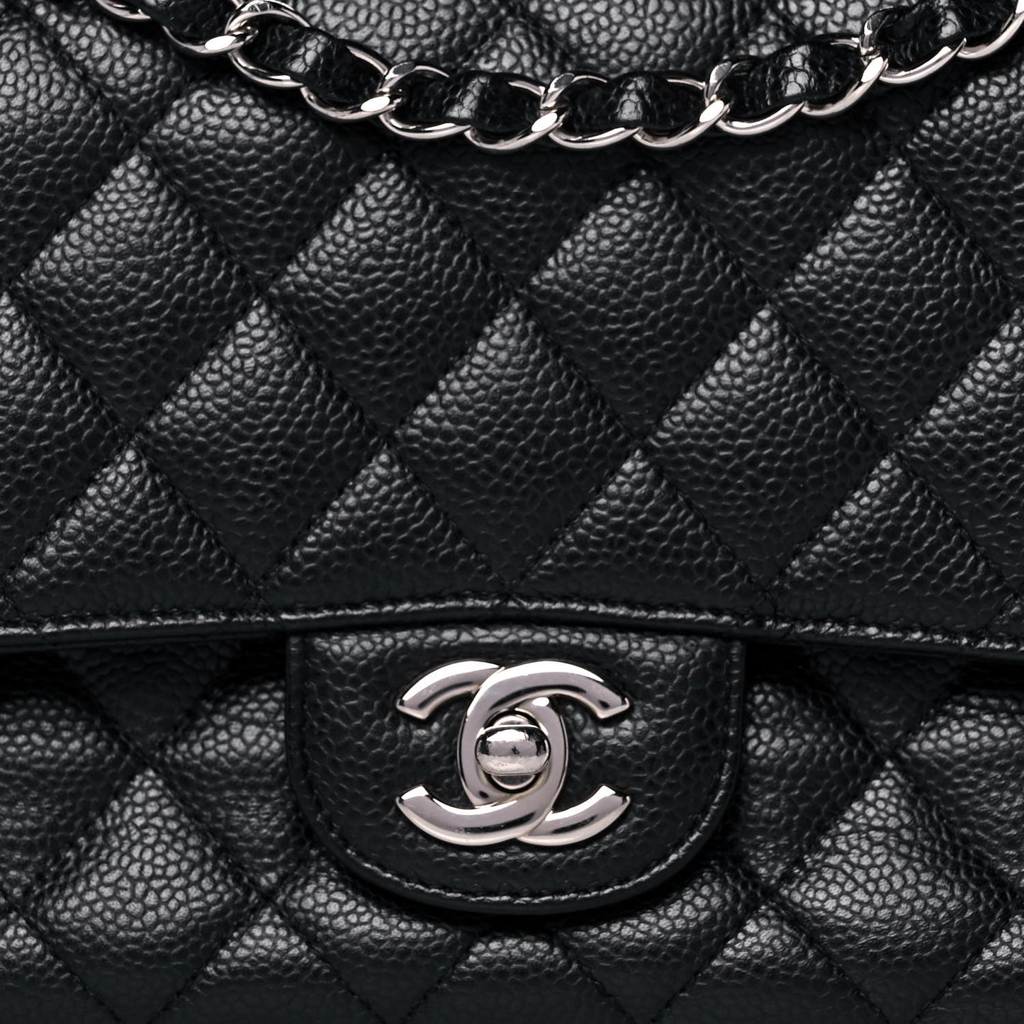 Caviar Quilted Medium Double Flap Black