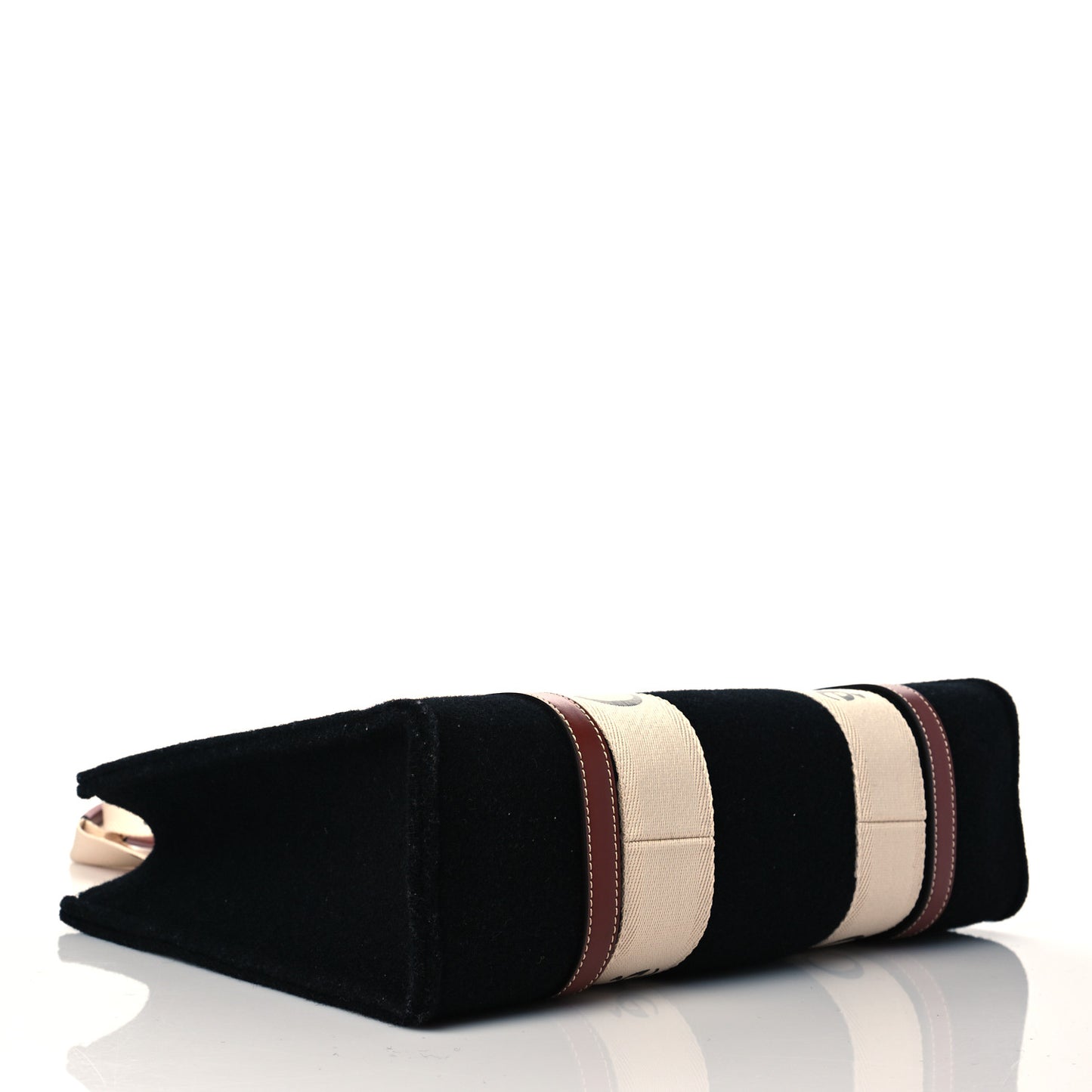 Felt Calfskin Medium Woody Ribbon Tote Black