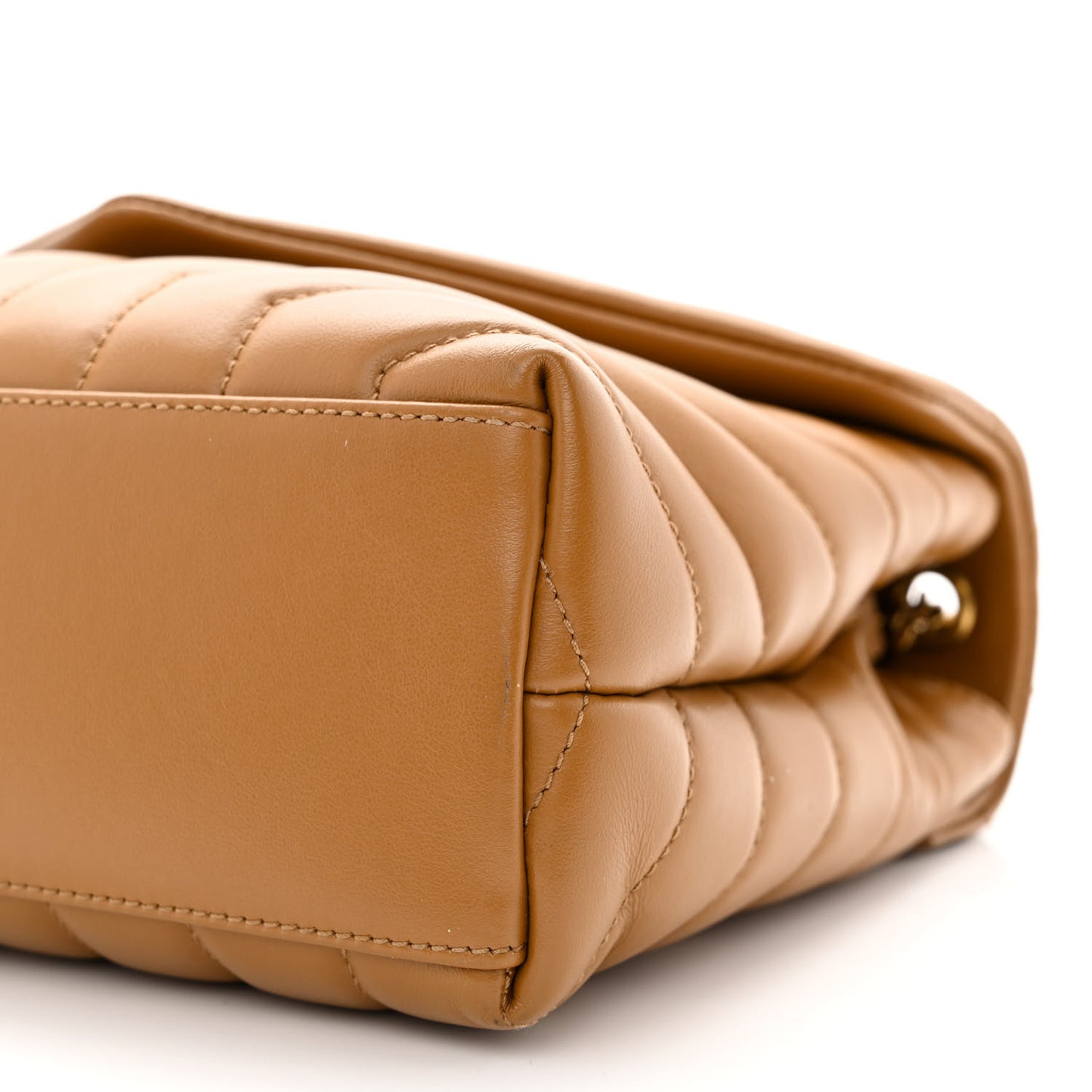Calfskin Y Quilted Monogram Small Loulou Chain Satchel Dark Natural