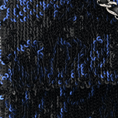 Chanel Sequin Logo Mini Rectangular Flap Black Blue 8 of 10