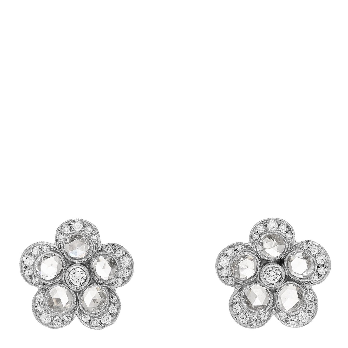 Platinum Diamond Enchant Flower Stud Earrings