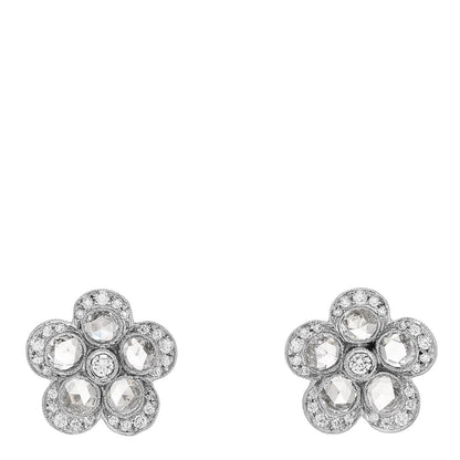 Tiffany Platinum Diamond Enchant Flower Stud Earrings 1 of 4