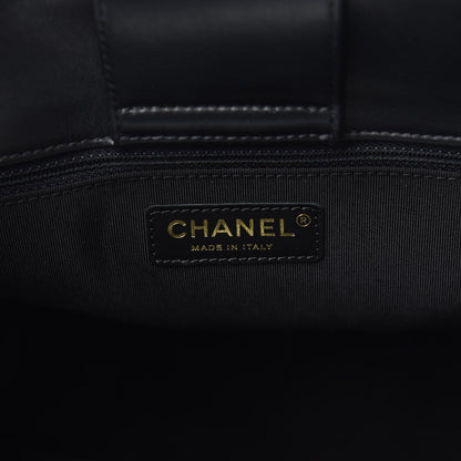 Chanel Calfskin Chevron Quilted Large Shopping Tote Black 6 of 10