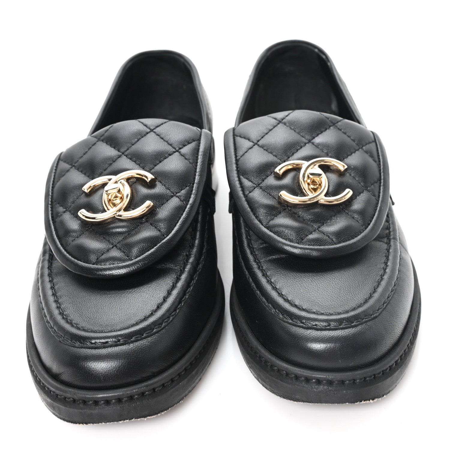 Chanel Lambskin Quilted CC Turnlock Loafers 36 Black 3 of 10