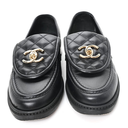 Chanel Lambskin Quilted CC Turnlock Loafers 36 Black 3 of 10