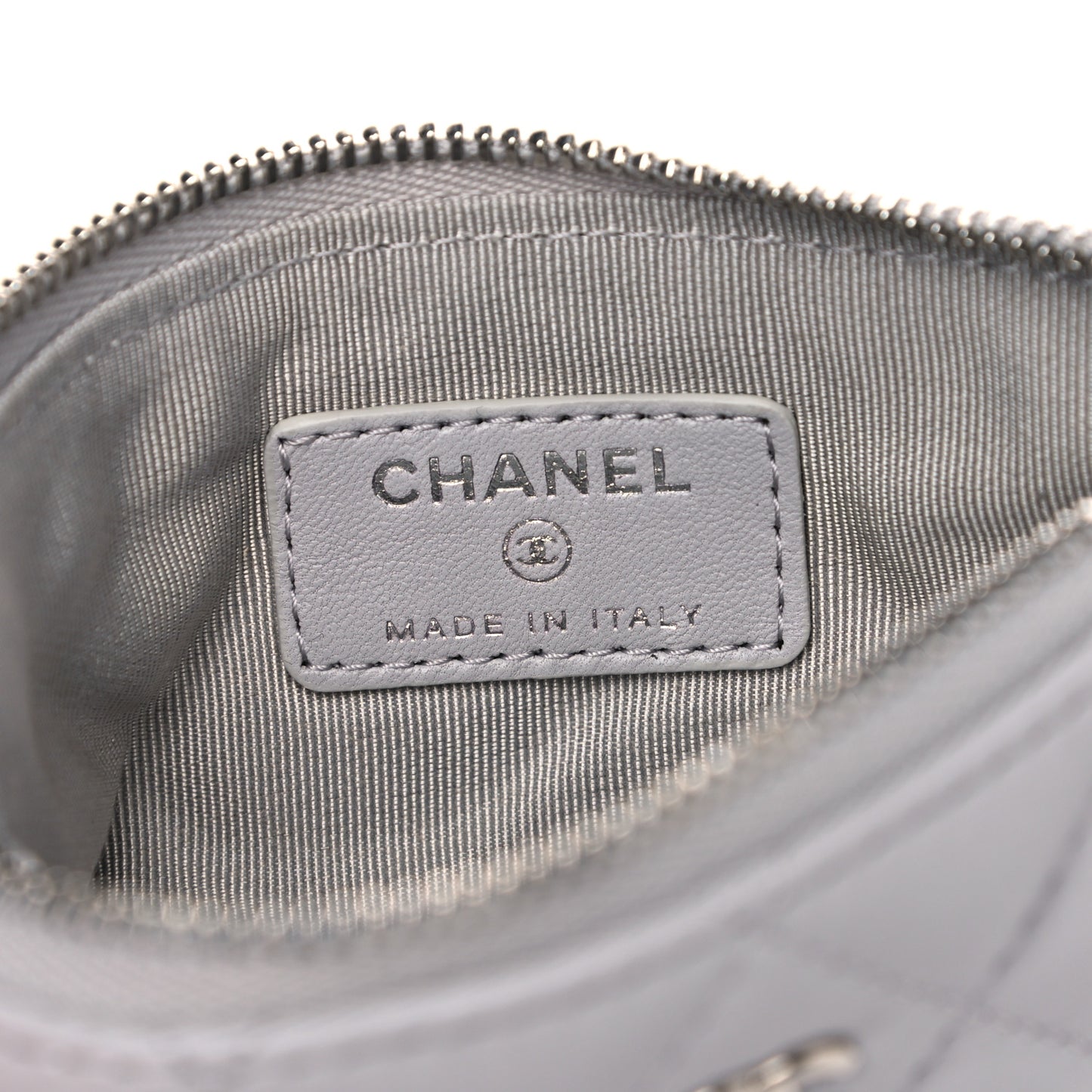 Lambskin Quilted Small Cosmetic Case Light Grey