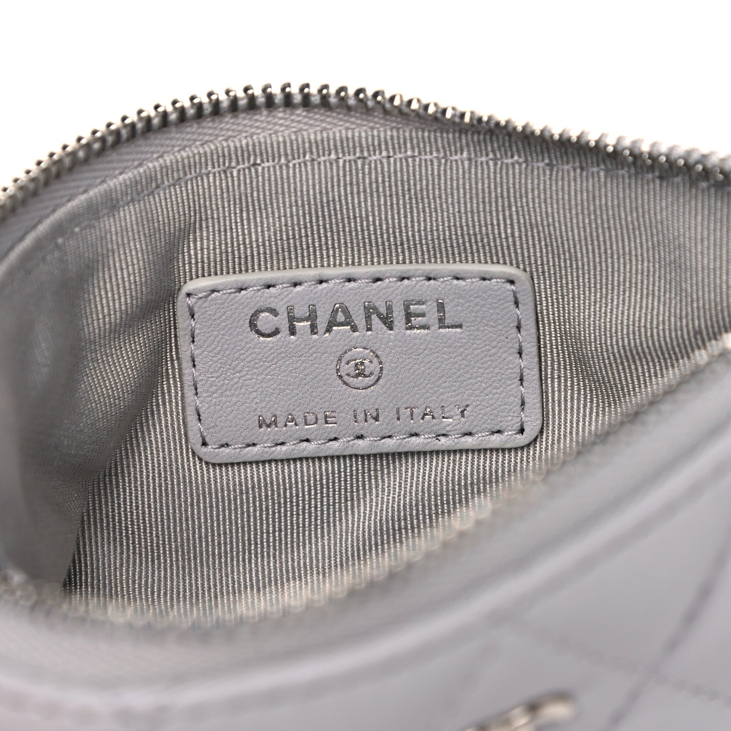 Chanel Lambskin Quilted Small Cosmetic Case Light Grey 6 of 9