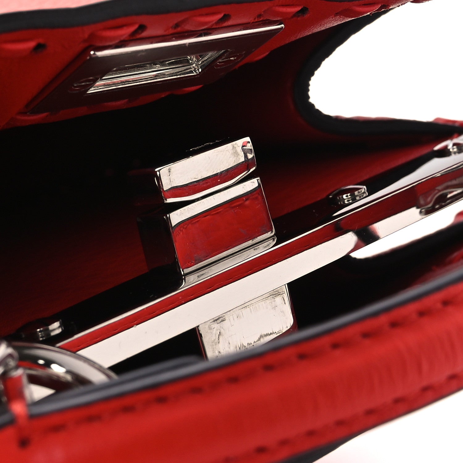 Fendi Cuoio Romano Selleria Petite Peekaboo I SEE U Iconic Satchel Papavero 10 of 11