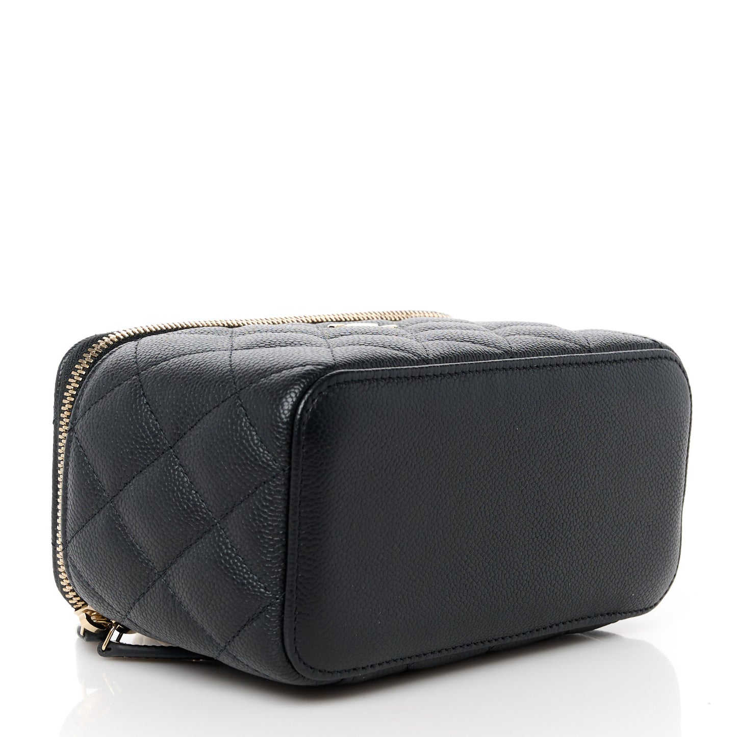 Caviar Quilted Small Vanity Case With Chain Black