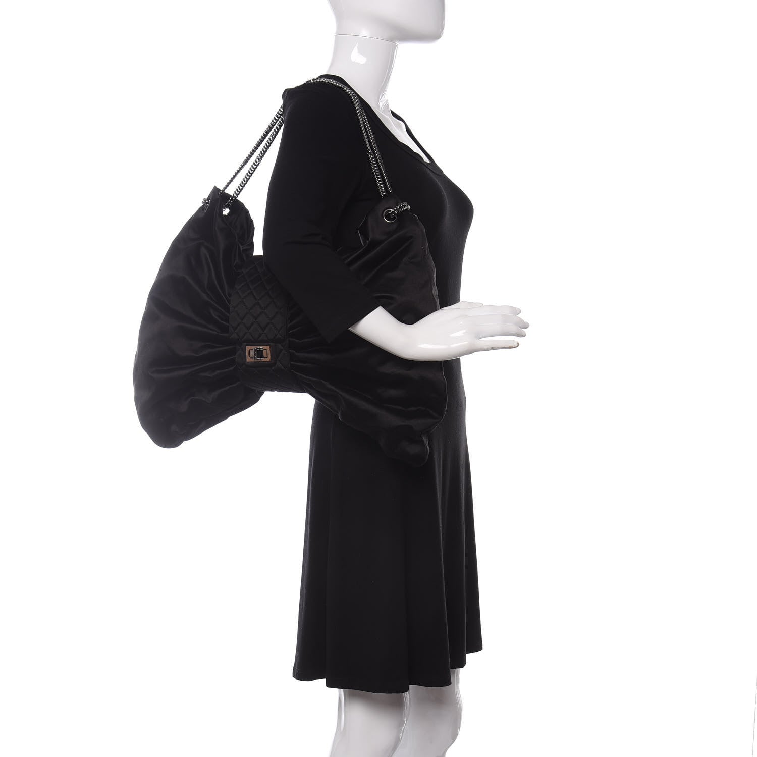 Chanel Satin Large Bow Bag Black 2 of 9
