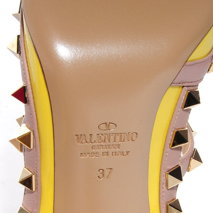Valentino Garavani Patent Rockstud Ankle Strap Pumps 37 Yellow Poudre 6 of 7