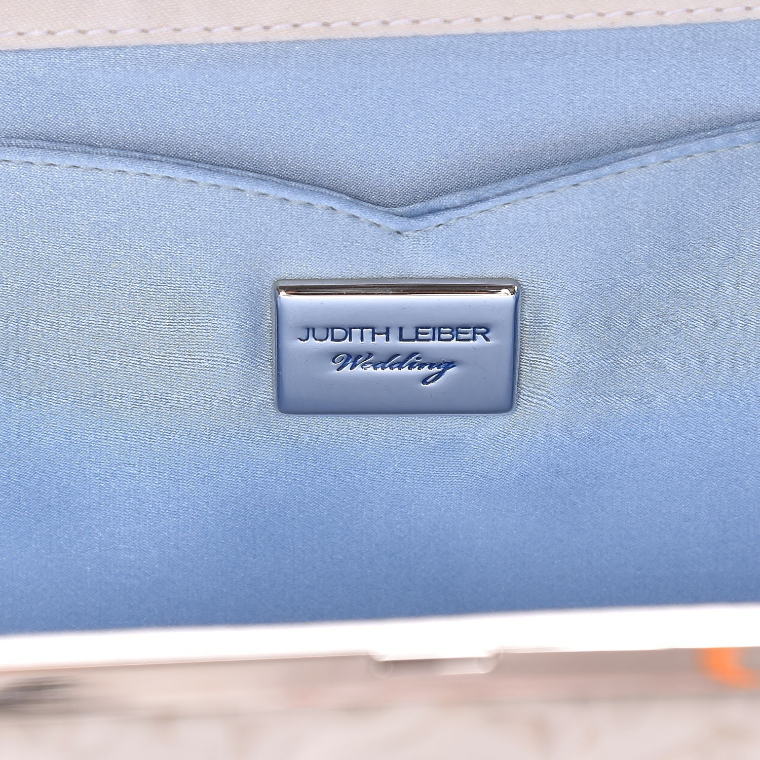 Judith Leiber Crystal Satin Chevron Pleated Clutch Ivory 6 of 13