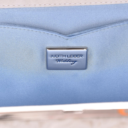 Judith Leiber Crystal Satin Chevron Pleated Clutch Ivory 6 of 13