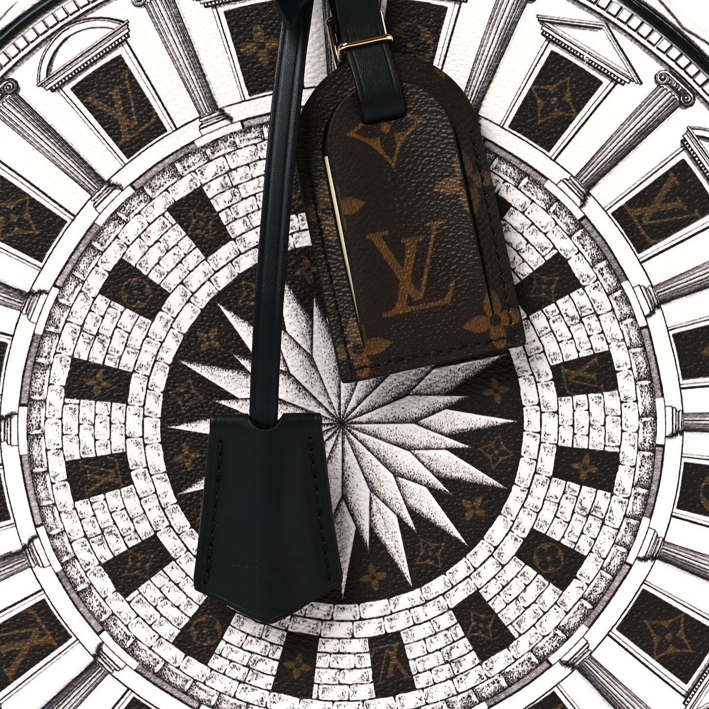 X FORNASETTI Calfskin Architettura Petite Boite Chapeau White Black