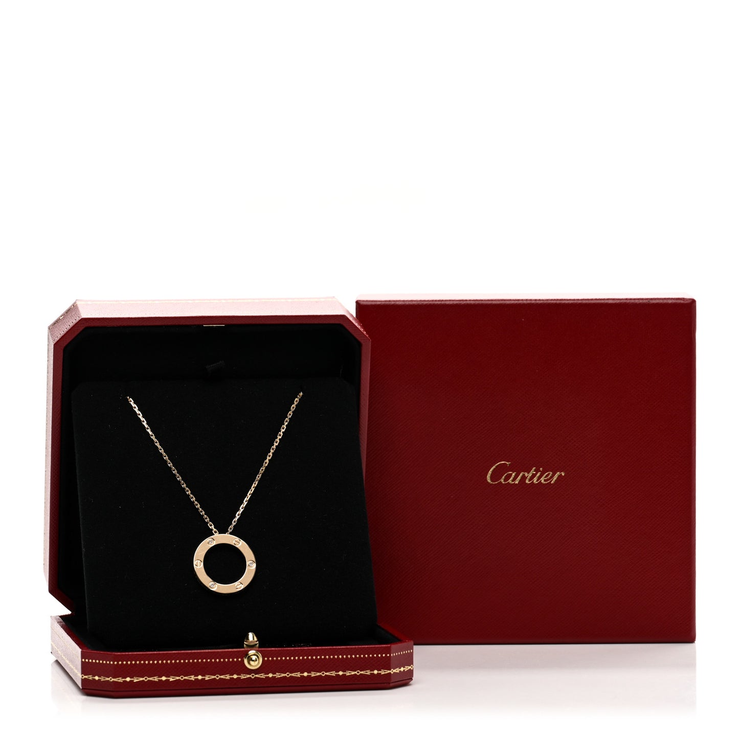 18K Yellow Gold 3 Diamonds LOVE Pendant Necklace