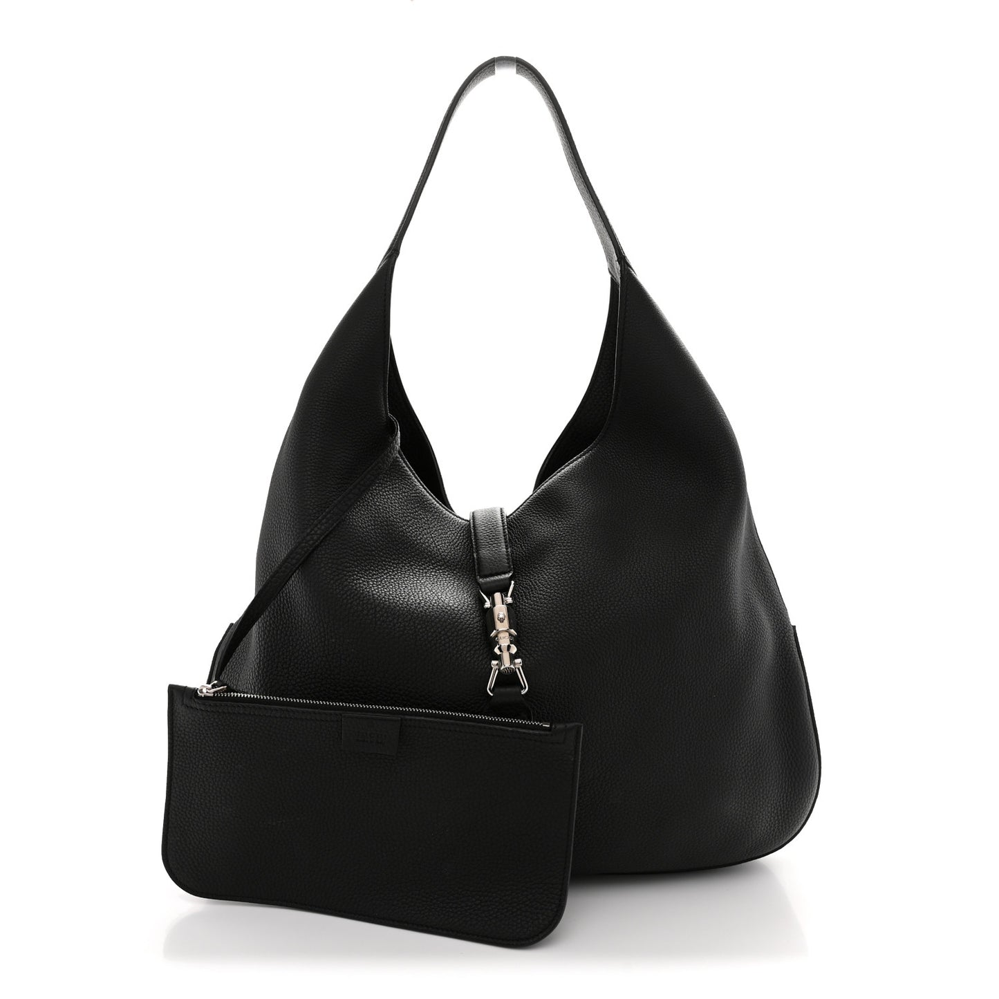 Soft Grained Calfskin Large Jackie Hobo Black