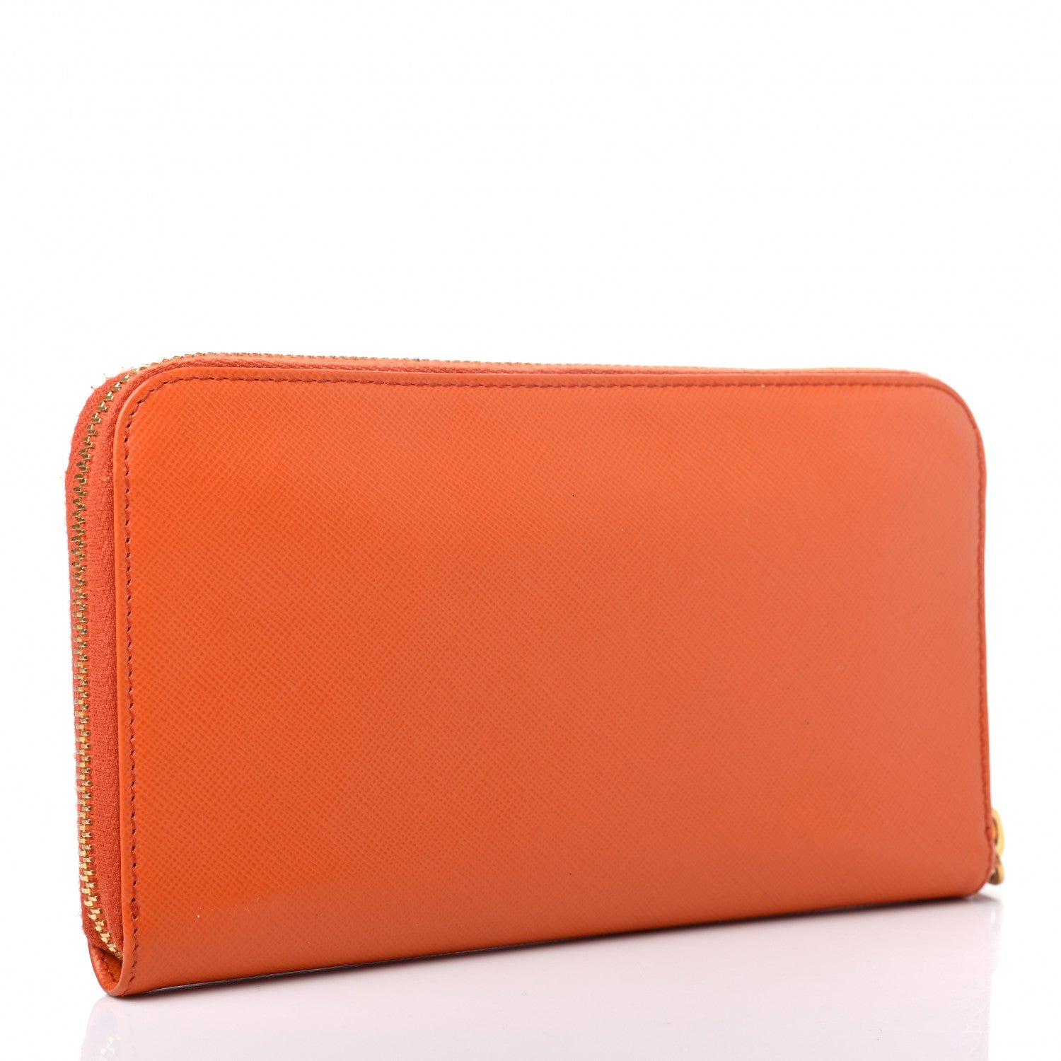 Prada Saffiano Metal Zip Around Wallet Papaya 3 of 7