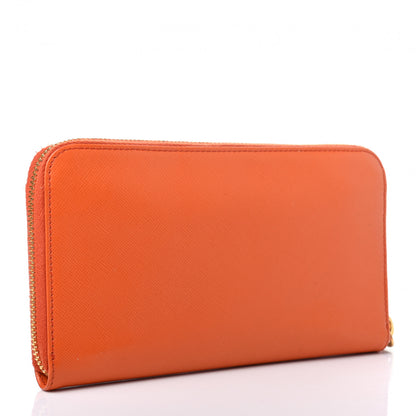 Prada Saffiano Metal Zip Around Wallet Papaya 3 of 7