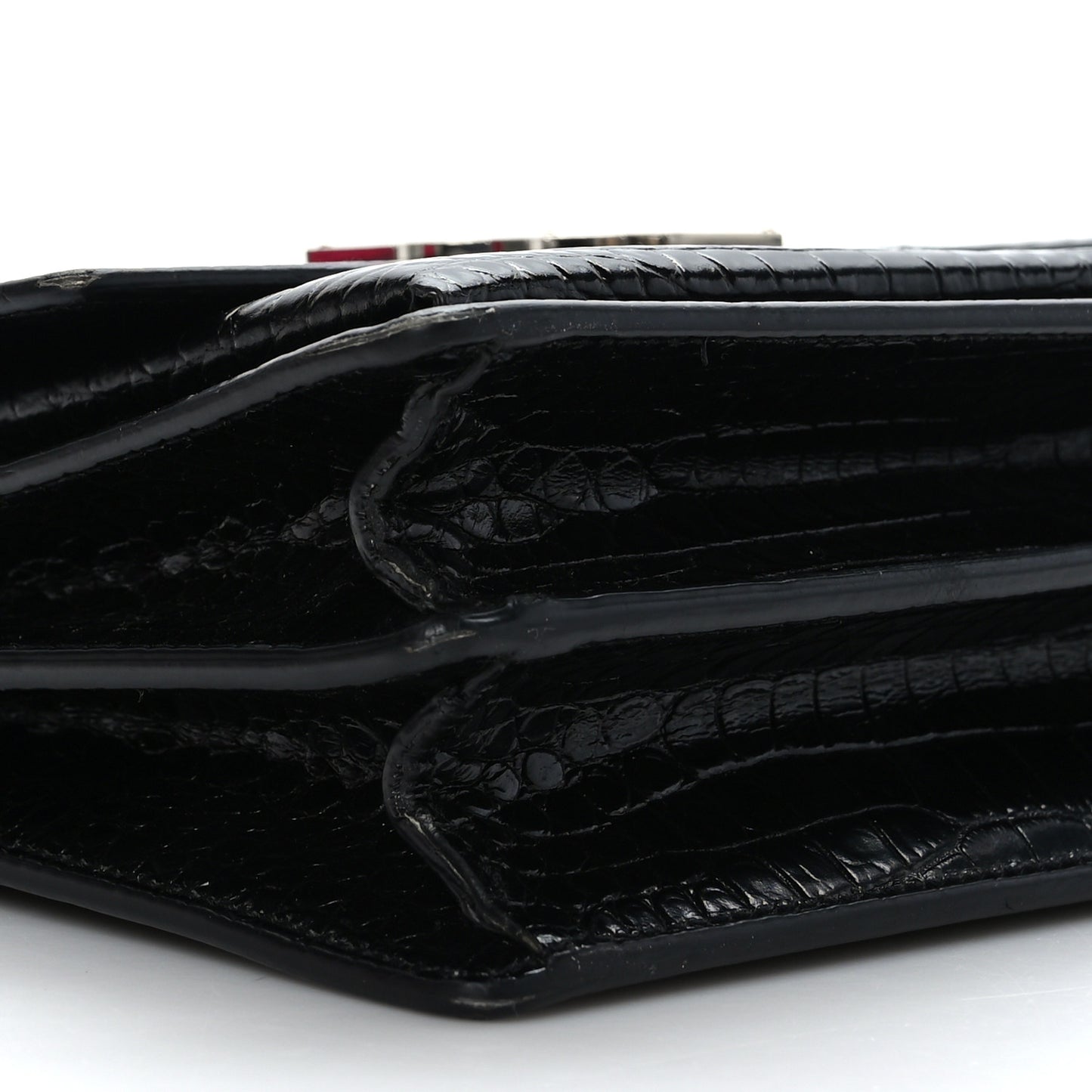 Calfskin Crocodile Embossed Medium Monogram Sunset Black