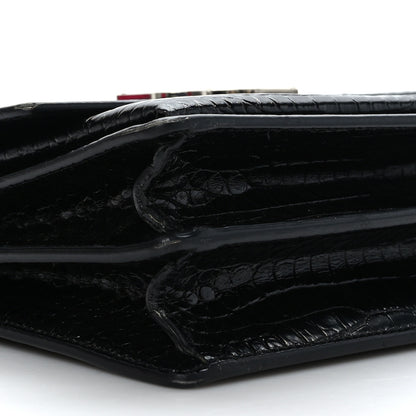 Saint Laurent Calfskin Crocodile Embossed Medium Monogram Sunset Black 7 of 8