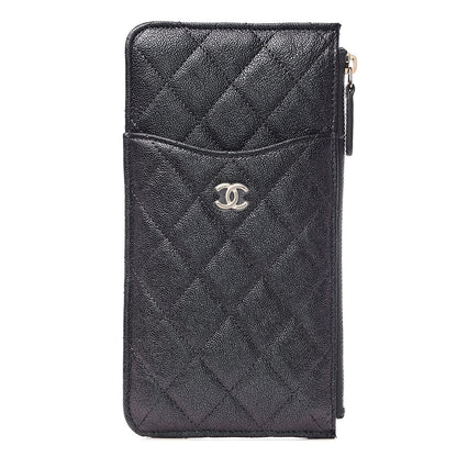 Chanel Iridescent Caviar Quilted Classic Flat Wallet Pouch Black 1 of 8