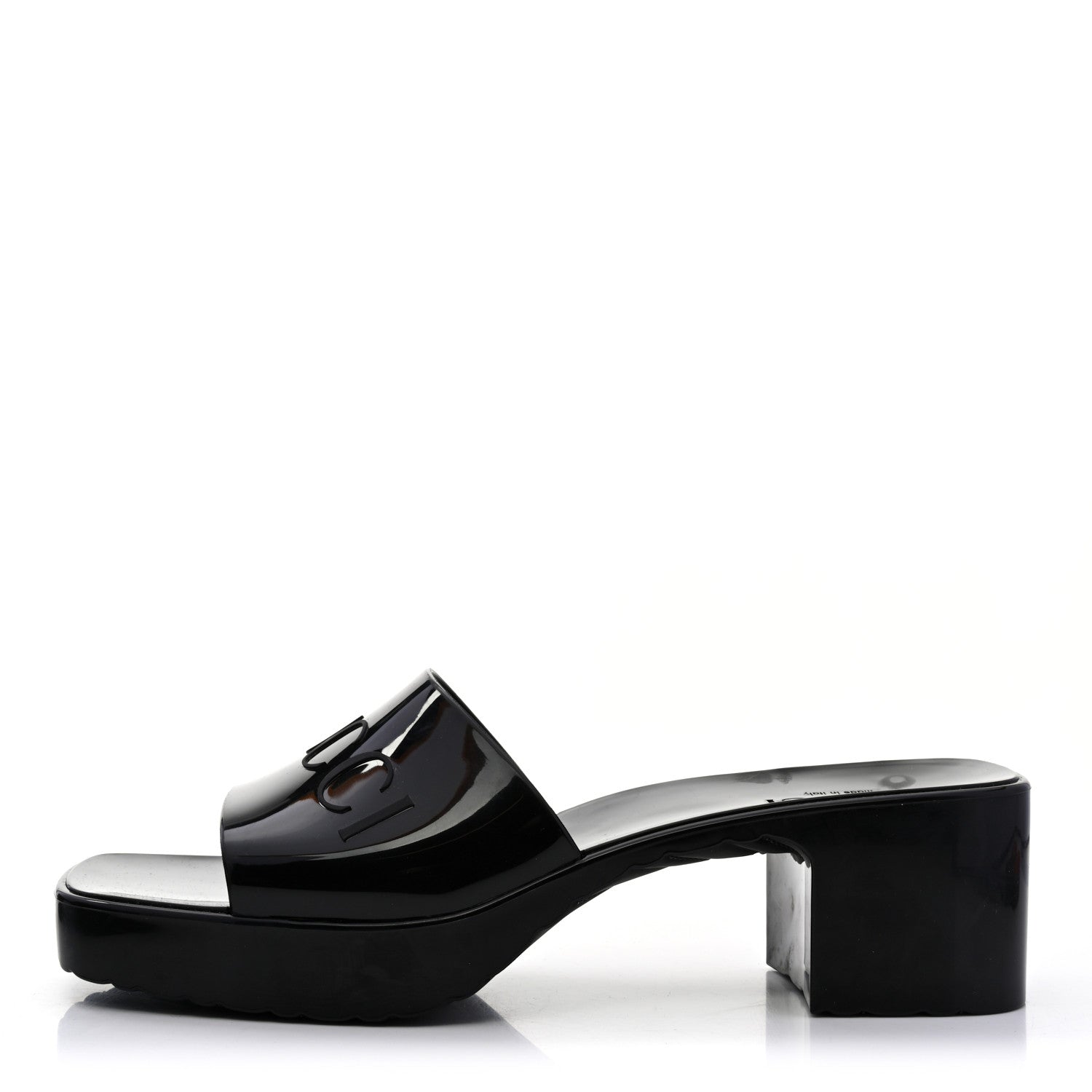 Gucci Rubber Gucci Logo Womens Platform 20/60mm Slide Sandals 41 Black 1 of 9