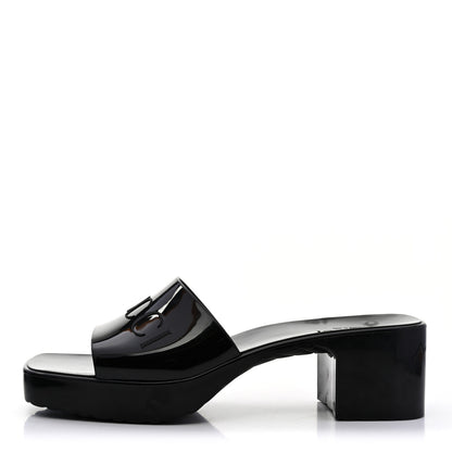 Gucci Rubber Gucci Logo Womens Platform 20/60mm Slide Sandals 41 Black 1 of 9