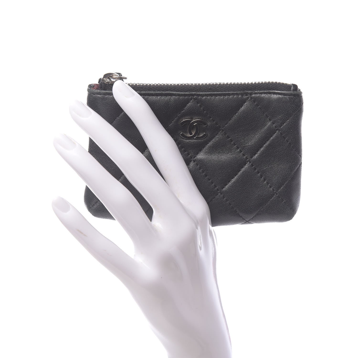 Chanel Lambskin Quilted Key Holder Case Black 2 of 8