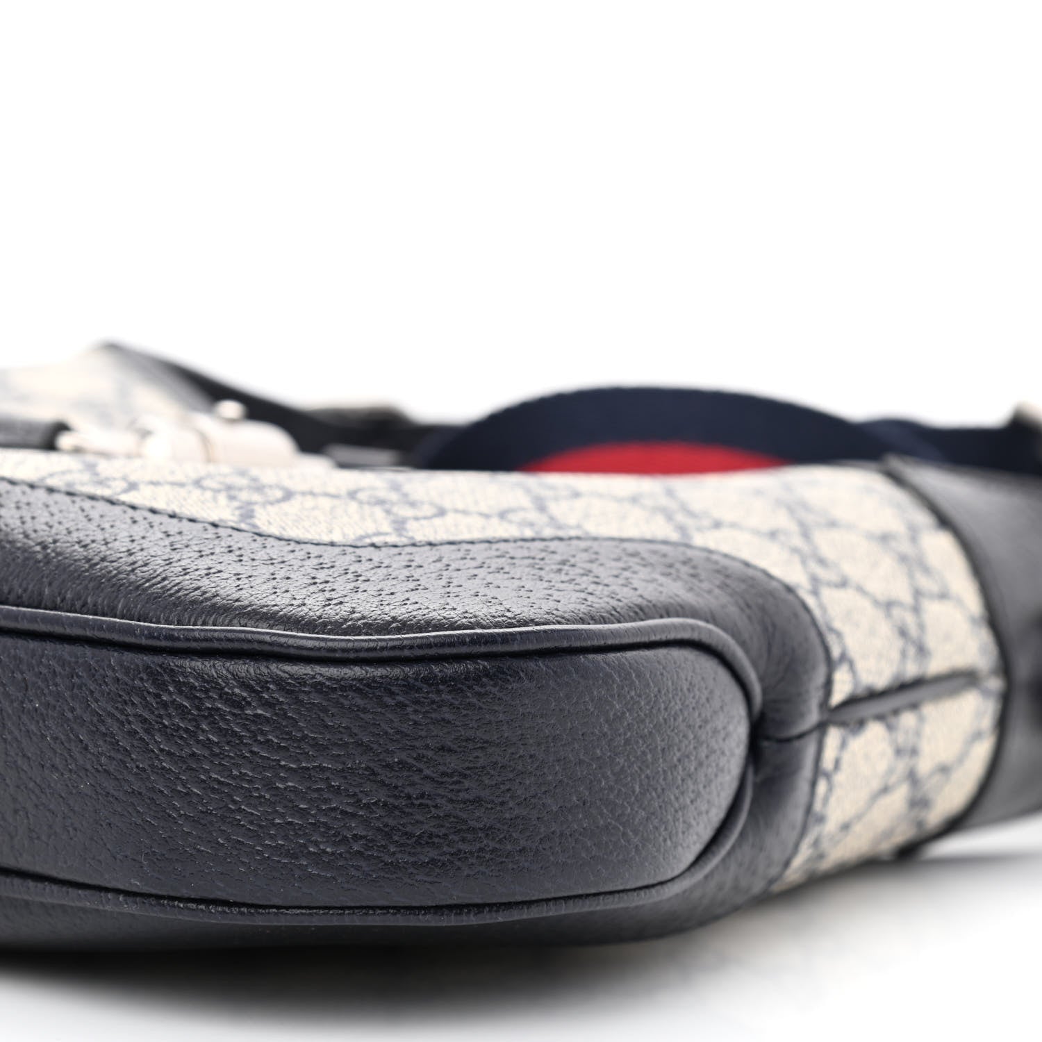Gucci GG Supreme Monogram Textured Dollar Calfskin Web Small Jackie 1961 Hobo Beige Blue 10 of 10
