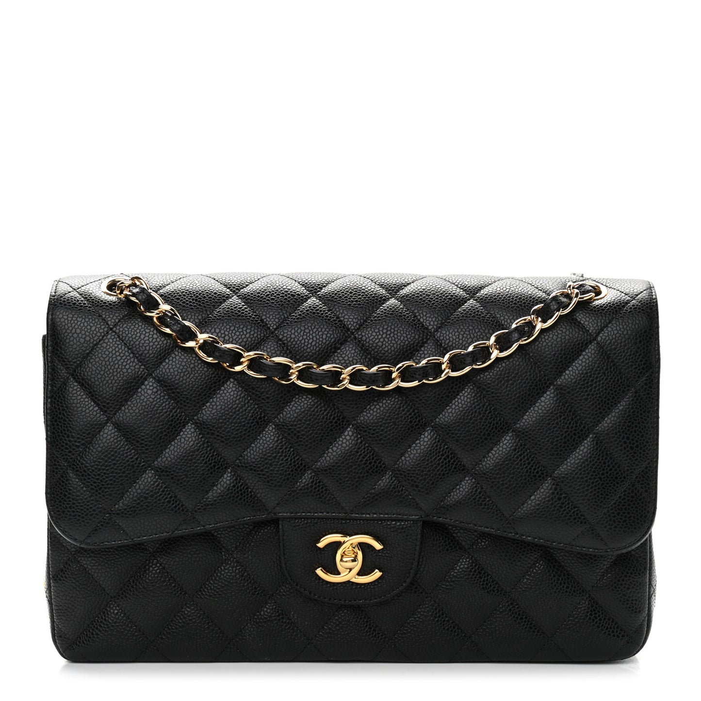 Caviar Quilted Jumbo Double Flap Black
