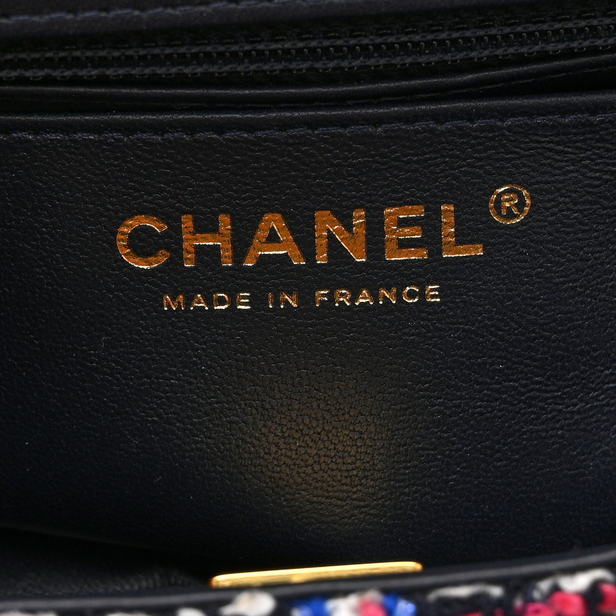 Chanel Tweed Quilted Mini Rectangular Flap Navy Red Blue White 6 of 10