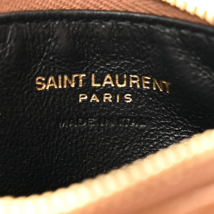 Saint Laurent Grain De Poudre Matelasse Chevron Monogram Fragments Zippered Card Case Cork 6 of 10