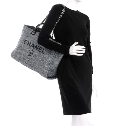 Chanel Canvas Large Deauville Tote Charcoal 2 of 8