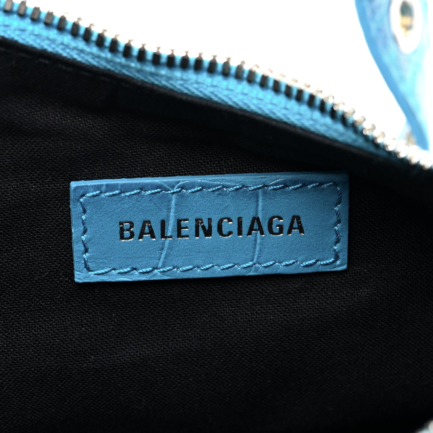 Balenciaga Extra Supple Calfskin Crocodile Embossed Le Cagole Shoulder Bag XS Turquoise 6 of 9