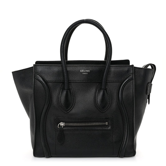 Drummed Calfskin Micro Luggage Black