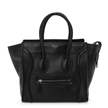 Celine Drummed Calfskin Micro Luggage Black 1 of 12