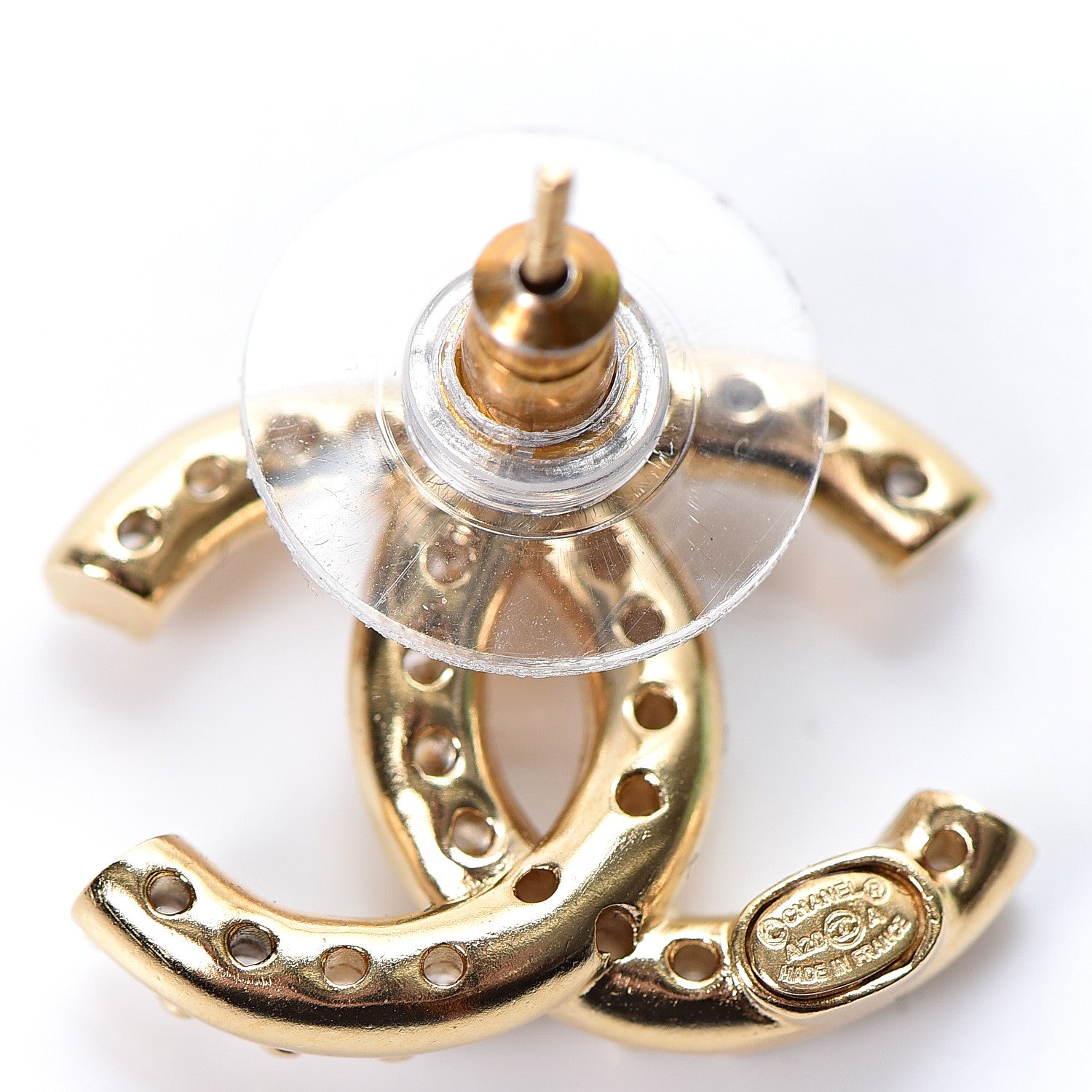 Chanel Crystal CC Earrings Gold 4 of 5