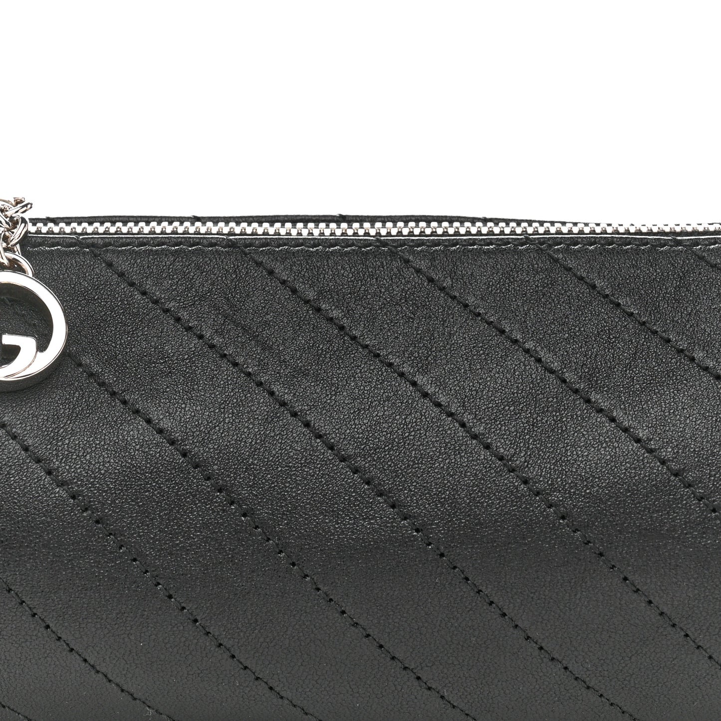 Sakai Be Green Calfskin Diagonal Stitched Mini Blondie Barrel Shoulder Bag Black